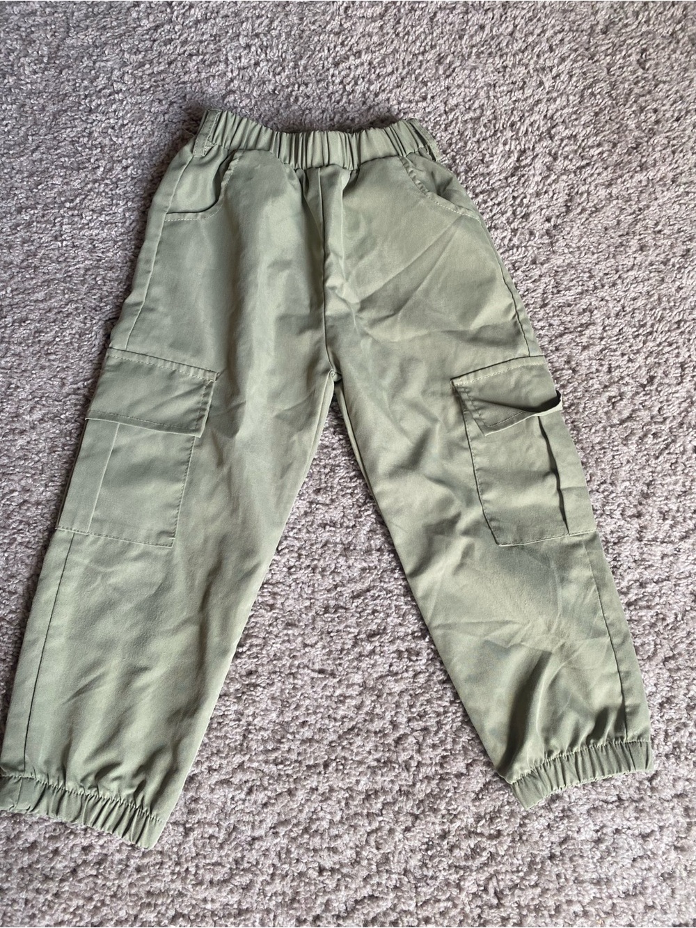 Kids Cargo Jogger Pants in Olive Green